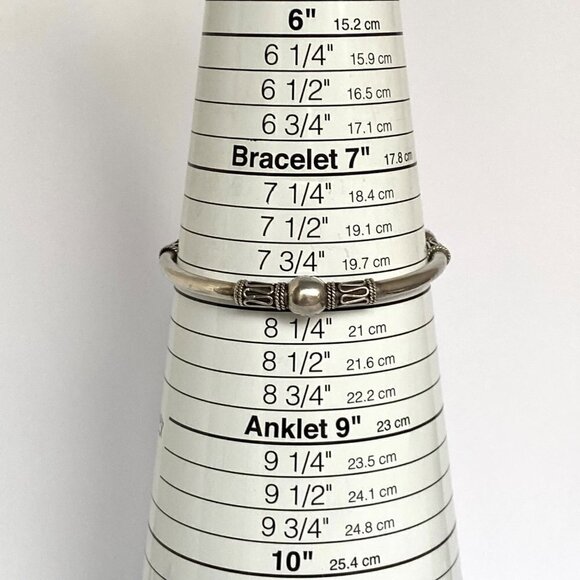 Suarti Sterling Silver 925 BA Indonesia Bali Beaded Round Bangle Bracelet 7.75" - Picture 9 of 16